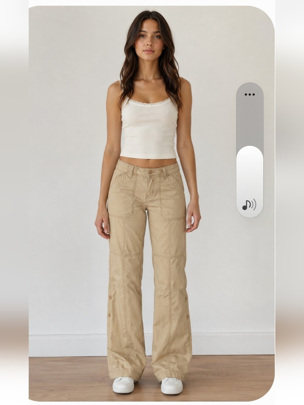 Hollister Y2K Khaki Adjustable Wide Leg Cargo Pants XS